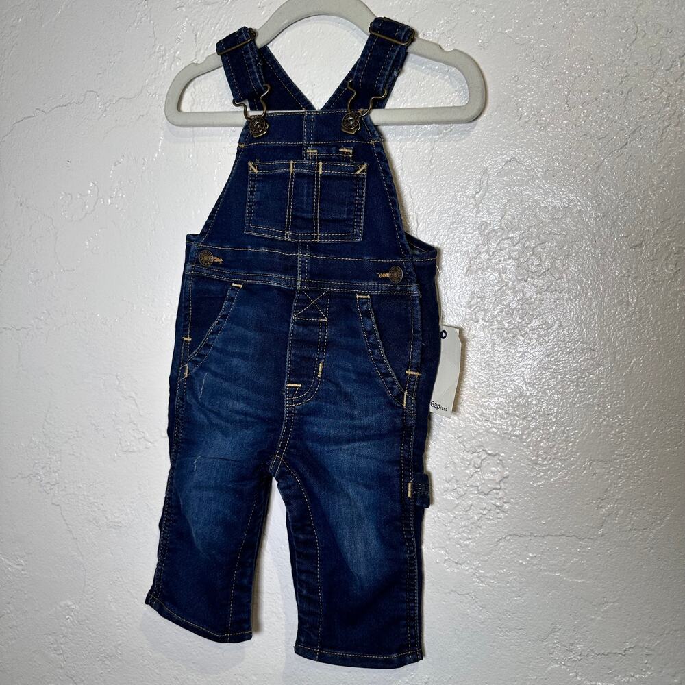 NWT baby Gap Denim Overalls 3-6 months Unisex Blue Denim
